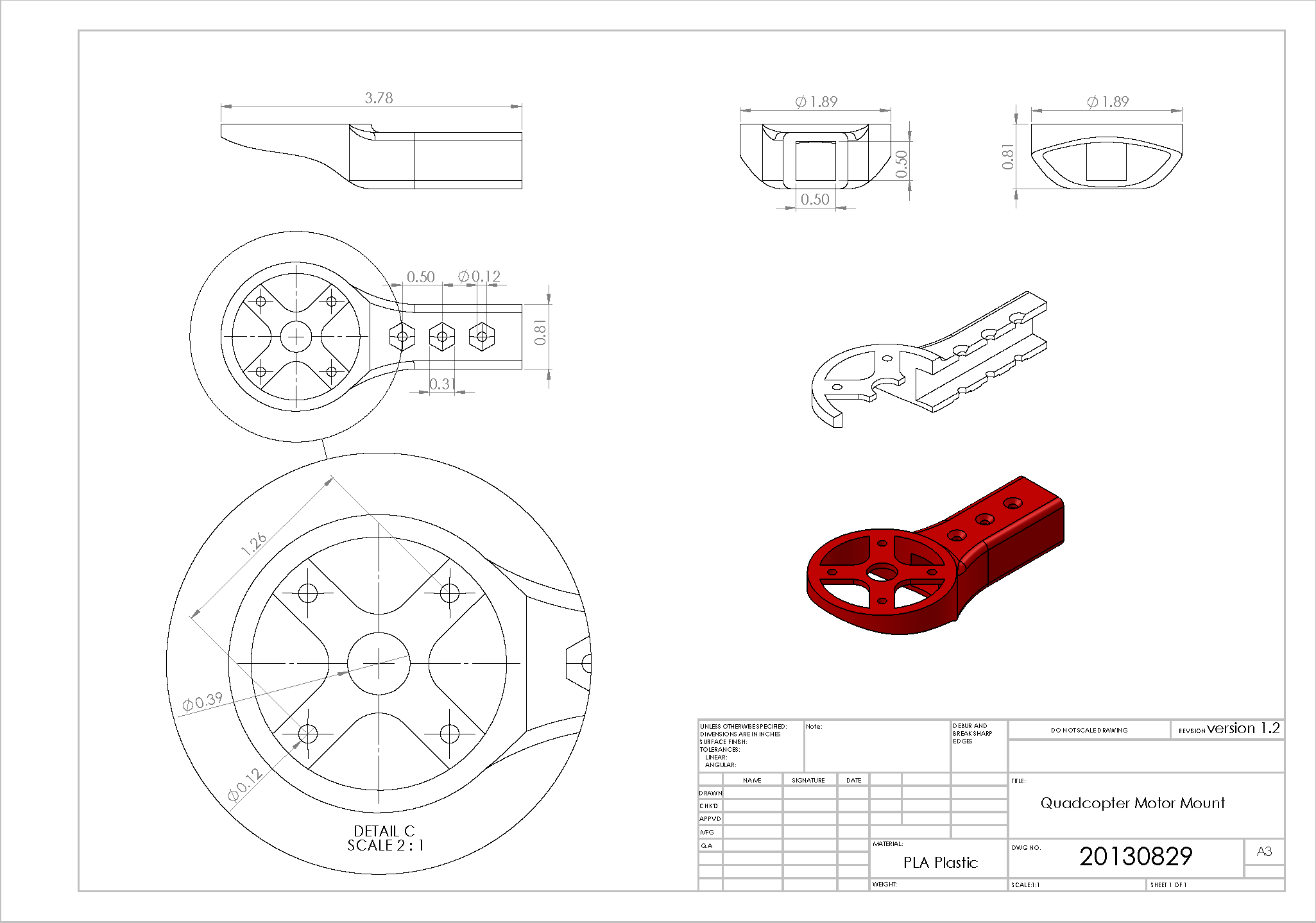 Drawing Quadcopter Technical drawing